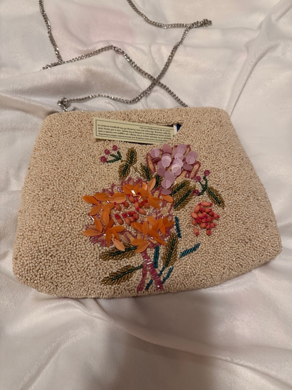 Beaded Flamingo Crossbody Bag - Pink & Cream - Picture 2 of 5